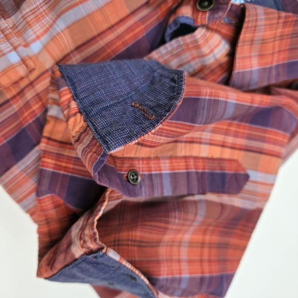 Ocean & Coast Cotton / Tencel Plaid Red and Purple Men's Long Sleeve Shirt Sz L - Picture 2 of 6